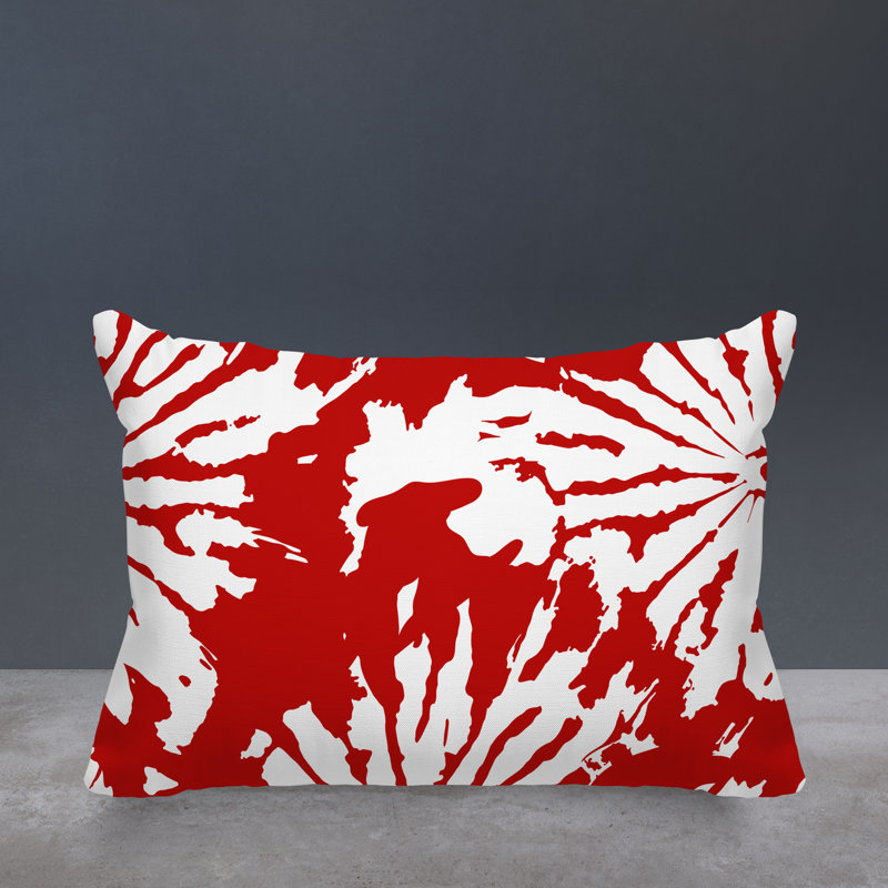 Coussin Cecil, H 18 po x l 25 po, Motif floral rouge / blanc
