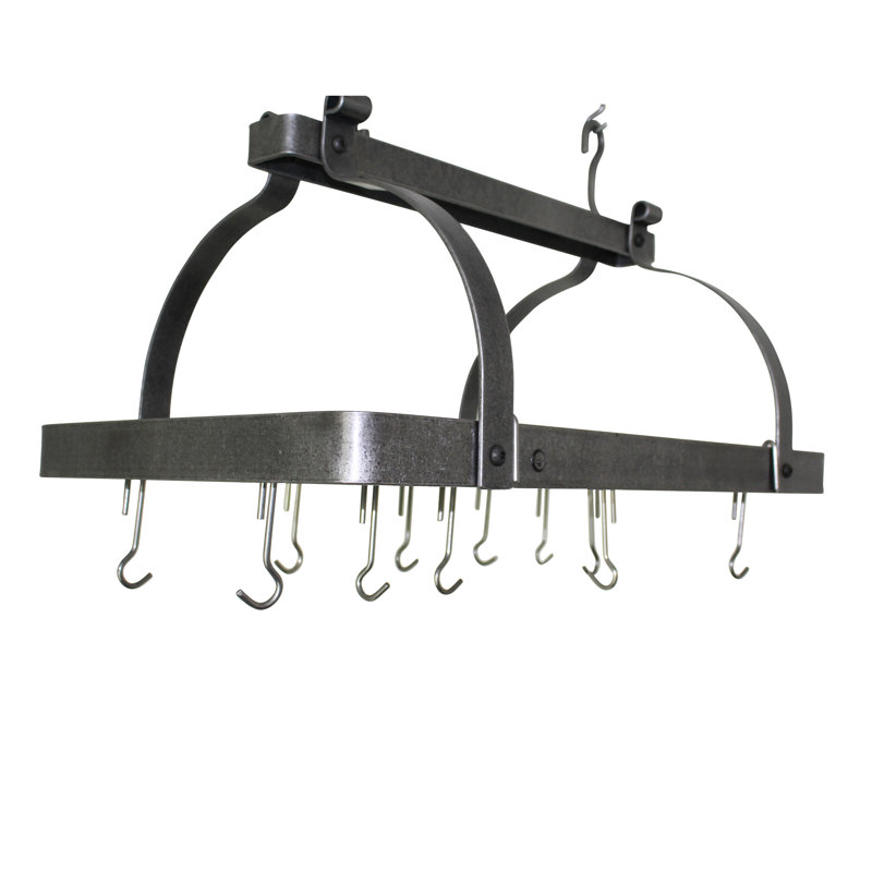 Premier Handcrafted Hanging Pot Rack, Hammered Steel