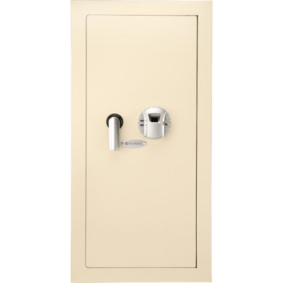 Biometric Wall Safe - 0.82 Cubic Ft Beige, Secure Storage With 120 Fingerprint Module, Removable Shelf, Led , Steel Construction Beige Safe, Strong And Shelf For Organization