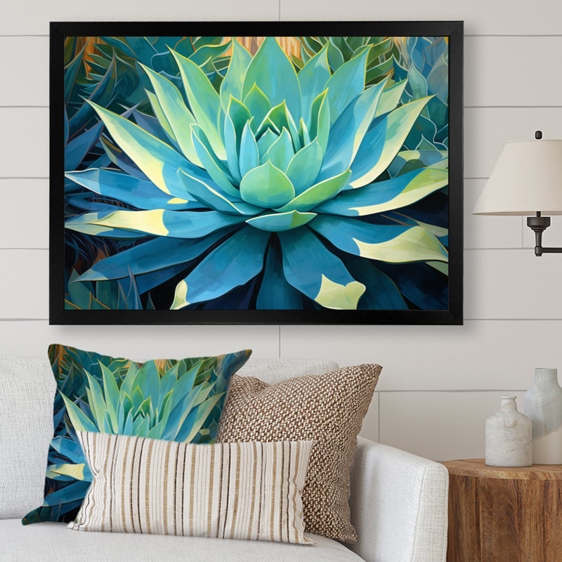 Green Succulents Majestic Agave II, Black Single Picture Framed, 12" H x 20" W x 1" D