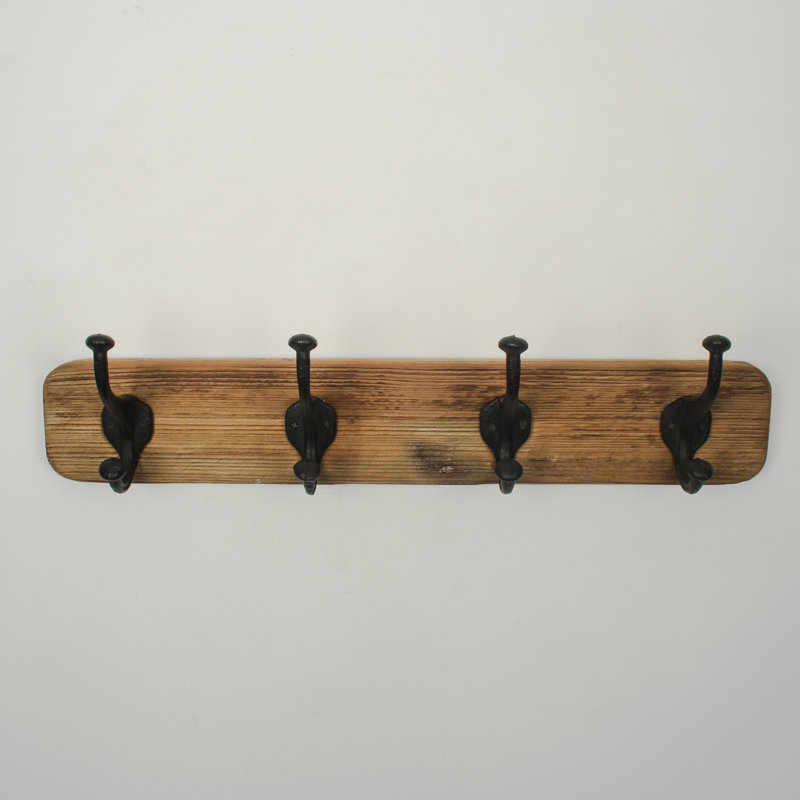 Popplestone Solid Wood Wall Mounted Required 4 - Hook Wall Mounted Coat Rack