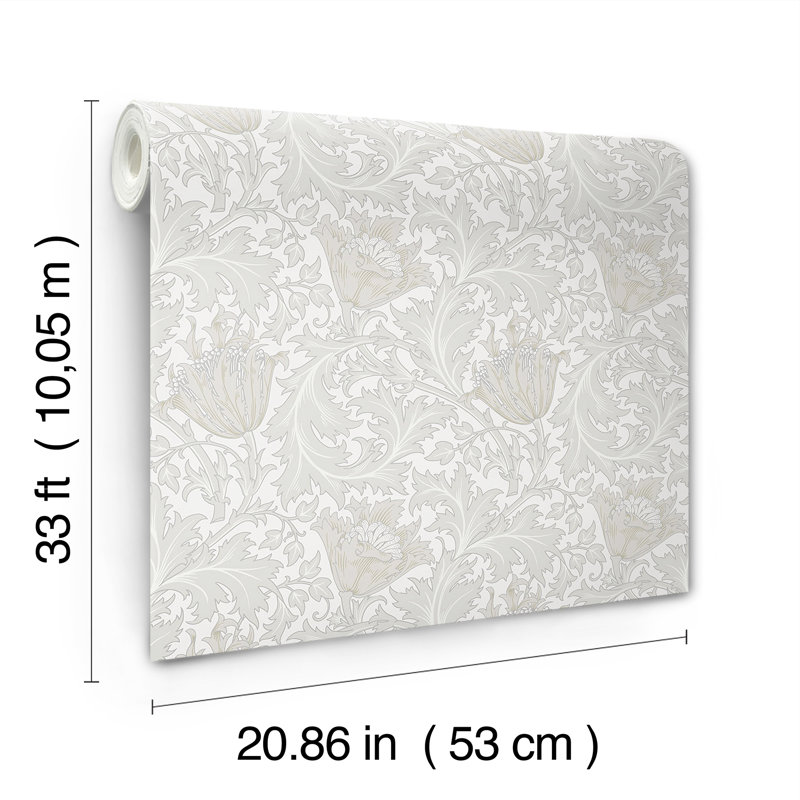 Anemone Floral Wallpaper Roll, Dove