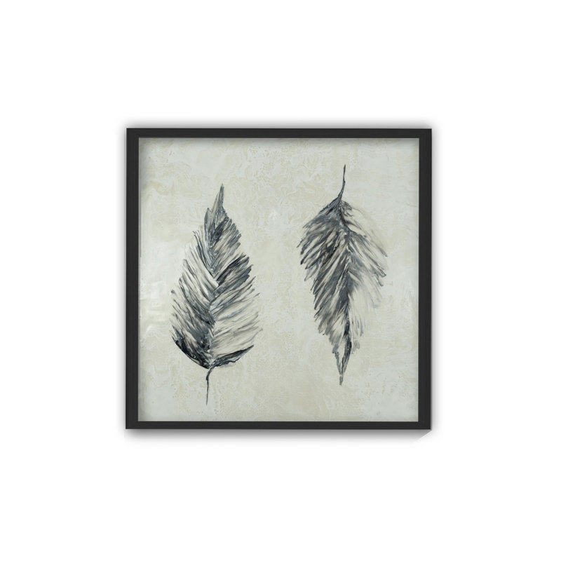 «Silver Foliage», art mural sur toile, H 12 po x l 12 po, Cadre flottant noir