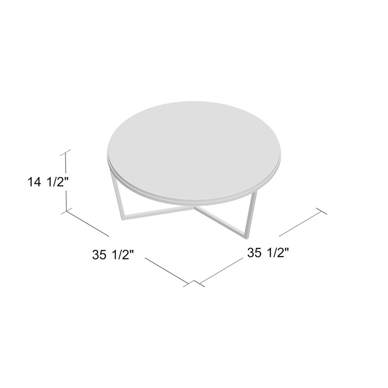 TA Studio Marble Cocktail Table, Brushed Brass, 14.5" H x 35.5" W x 35.5" L