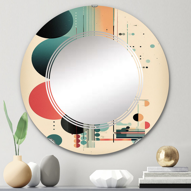 Bellecourt - Miroir mural moderne rond, 24 po x 24 po