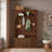 Retro Arched Hall Tree With Adjustable Shelves, Bench, Cabinets, Coat Rack And Open Shelving-1477896684