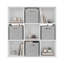 Bibliothèque de rangement à 9 cubes Lena avec tablettes et 4 boîtes en tissu, pour le salon, le bureau et la chambre