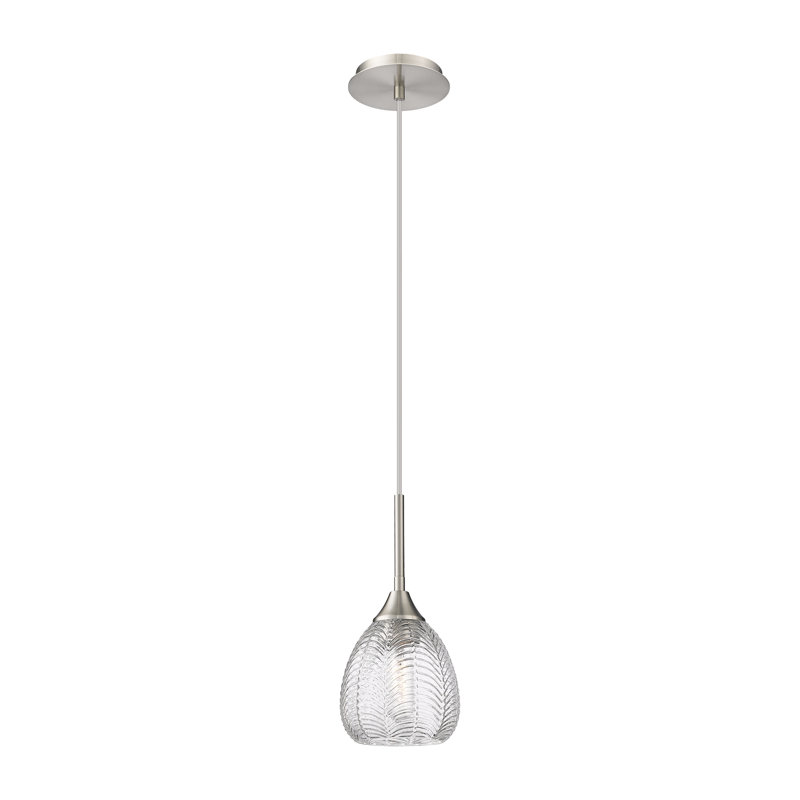 Luminaire suspendu à cordon 1 lumière 6 po Geramy, Nickel satiné