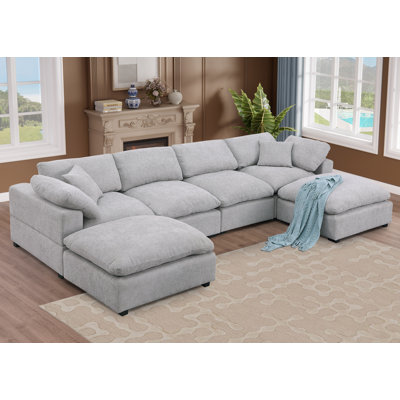 Oversized Modular Sectional Sofa, 7 Seat U Shaped Couch