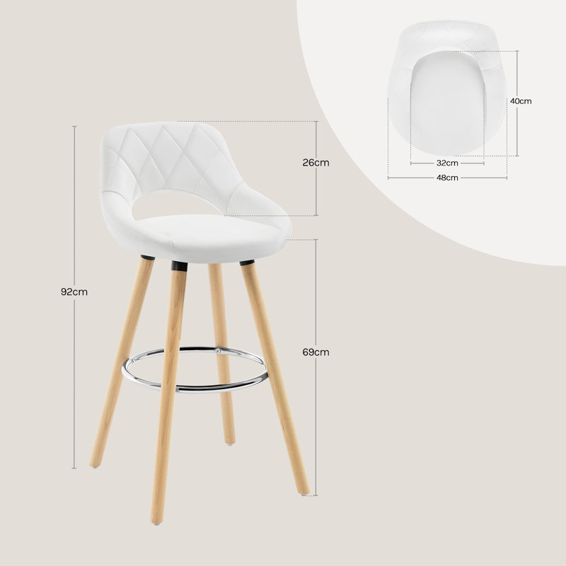 Thierry 68cm Bar Stool, White, 4