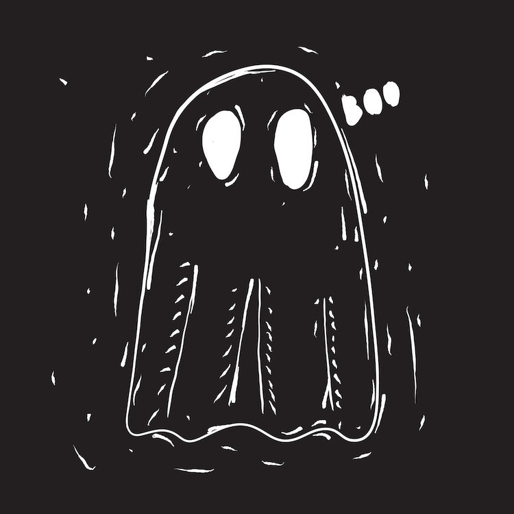 «Spooky Cut Ghost», impression sur toile tendue, H 12 po x l 12 po x P 0,75 po, Toile tendue, Pas de tapis