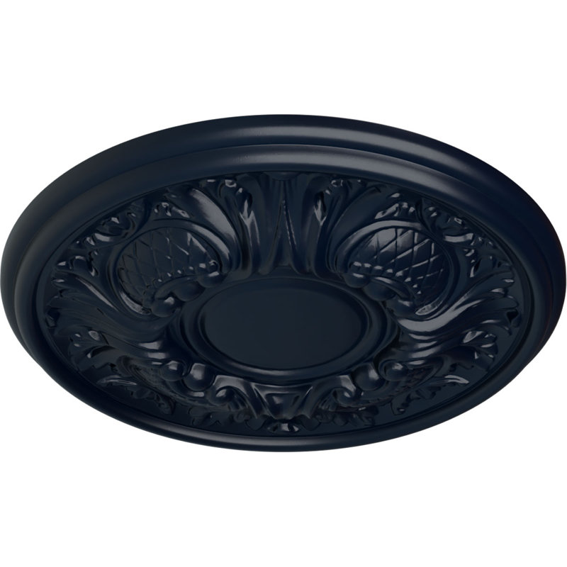 Médaillon de plafond Endurathane Helene, DE 11 7/8 po x P 3 5/8 po x P 7/8 po (convient aux auvents jusqu'à 5 1/4 po), fini craquelé acajou peint à la main