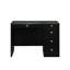 Meuble-lavabo glamour 3 pièces en noir avec miroir éclairé, 5 tiroirs décoratifs brillants et tabouret pivotant rond en cristal - Style confortable