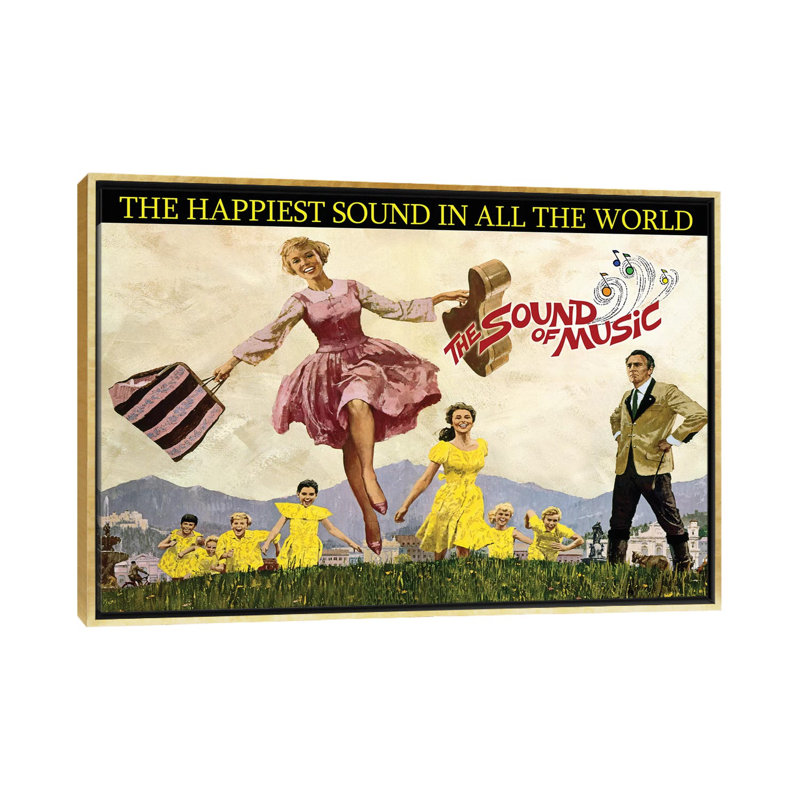 Son de la musique - Publicité, H 18 po x l 26 po x P 1,5 po, Aucun mat, Toile encadrée d'or