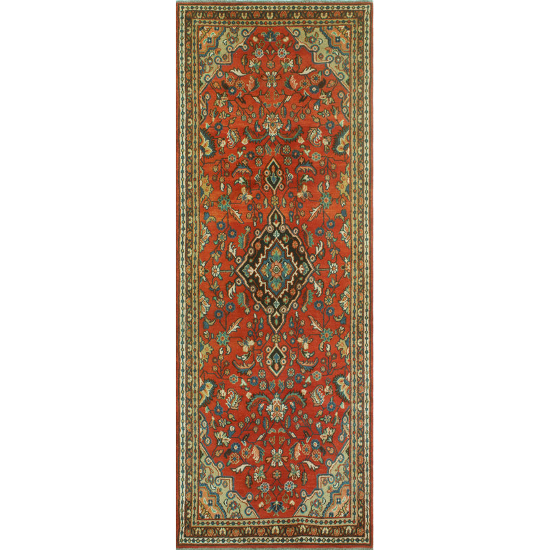 One-of-a-Kind 3'8" X 10'6" 1980s Runner Wool Area Rug in
