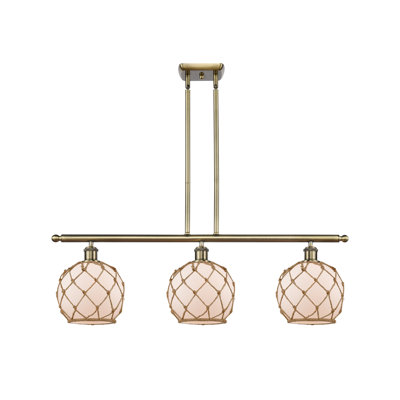 Luminaire suspendu linéaire à 3 lumières pour îlot de cuisine avec accents de corde Lakendra