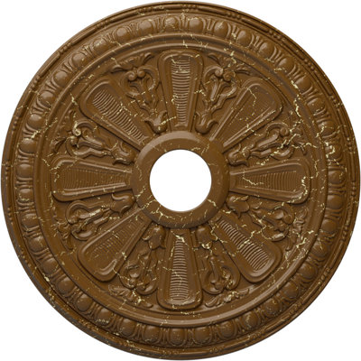 Endurathane Bristol Ceiling Medallion, 23 1/2"OD x 3 7/8"ID x 1"P (Fits Canopies up to 3 7/8"), Hand-Painted Smokey Topaz Crackle Finish