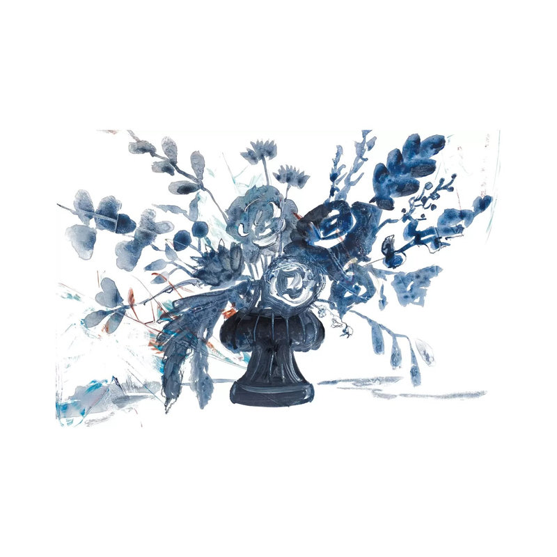 Blue Floral In Vase by Robin Maria - Painting on Canvas, 45.72cm H x 66.04cm W x 3.81cm D, Wrapped Canvas