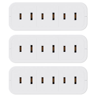 Adaptateur triple robuste à 3 broches avec protection contre la poussière, 3 broches, blanc (paquet de 3)