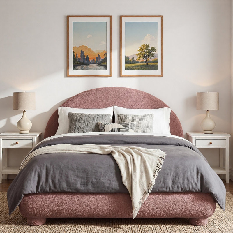 Lit plateforme Boucle, Queen, Russet Red