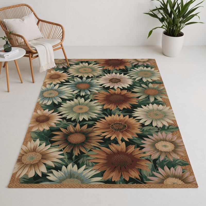 Tapis beige d'intérieur et d'extérieur Botanical, Rectangulaire 3 pi x 5 pi