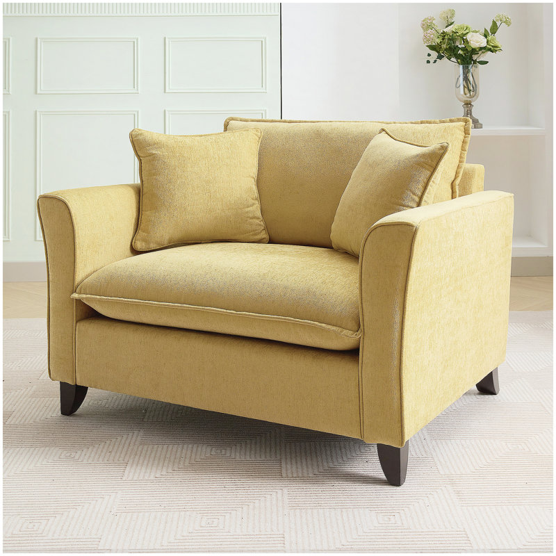 46.3 Inch Oversized Chenille Armchair, Comfy Chair and a Half with Removable Pillow for Living Room, Bedroom, or Office
