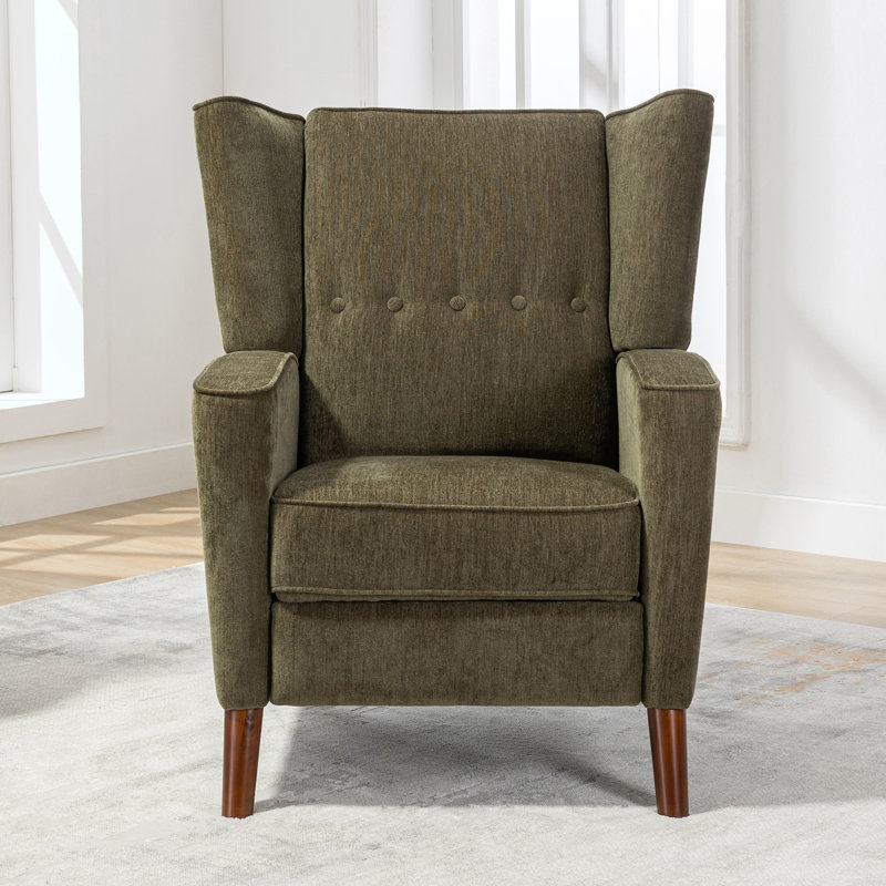 Libeth Upholstered Recliner, Green Chenille
