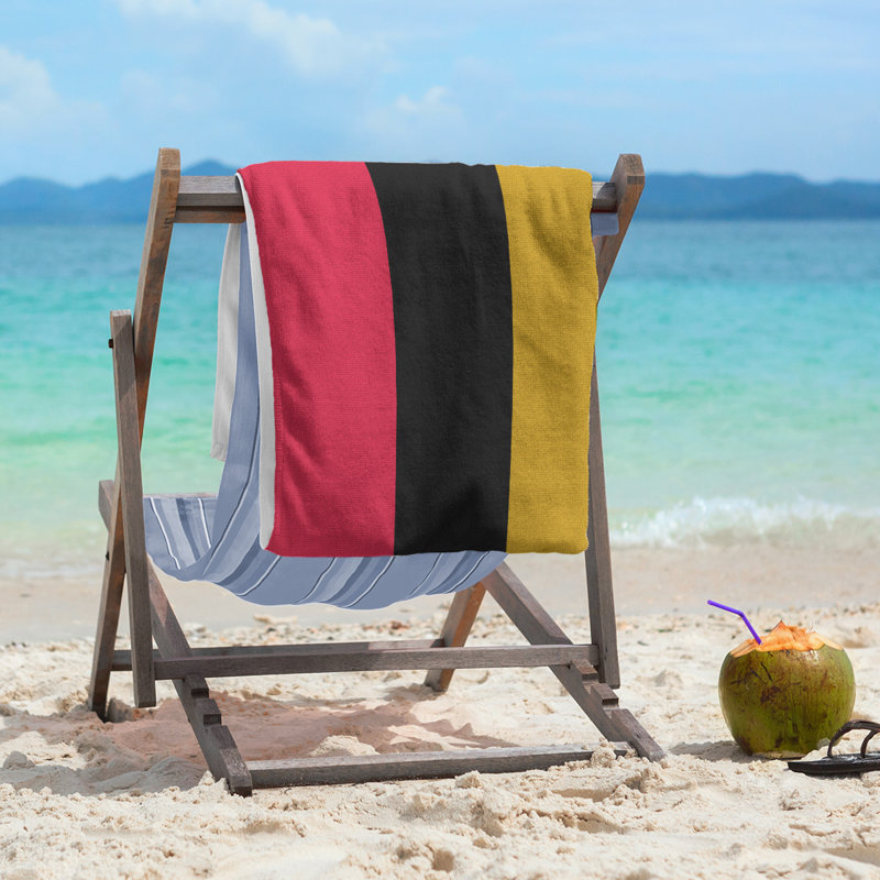 Lightweight Beach Towel, Poly/Cotton, Red/Black/Gold
