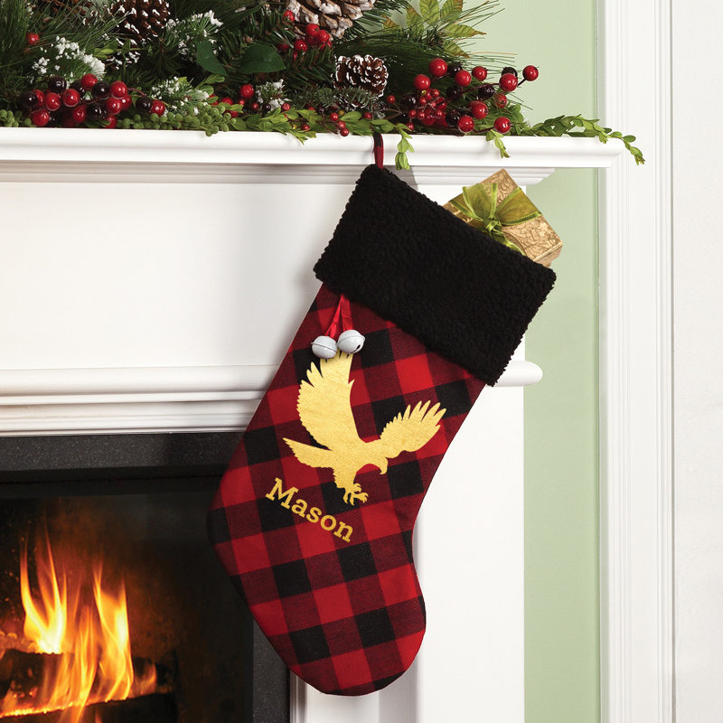 Personalized Buffalo Plaid Eagle Stocking, Yes