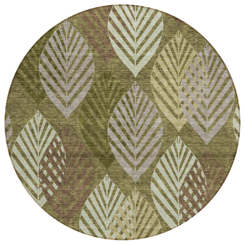 Tapis intérieur / extérieur en polyester tissé à la machine Neysa, Rond 8 pi