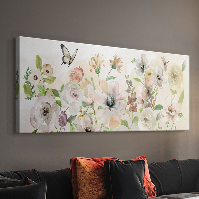 Paris jardin rosé - toile tendue avec châssis - prête à être accrochée, H 16 po x l 40 po