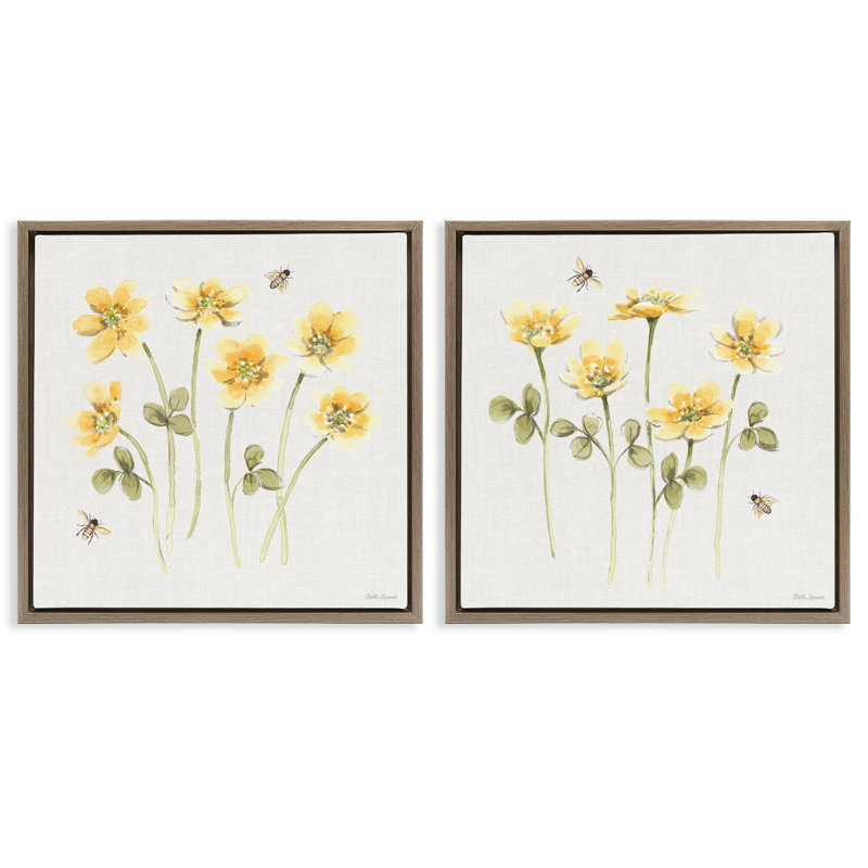 Ensemble de cadres flottants 2 pièces Sweet Honey Flowers & Bees, design par Beth Grove, 25 x 25
