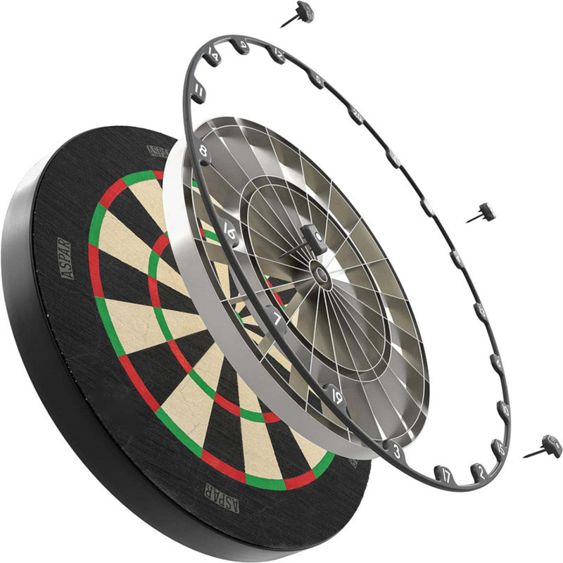 Jeu de fléchettes Darts Aspar | Jeu de fléchettes à pointe en acier avec poils en sisal auto-récupérants et anneau de pointage rotatif | Ensemble de jeu de fléchettes Thin Wire Accessoires de fléchettes professionnels