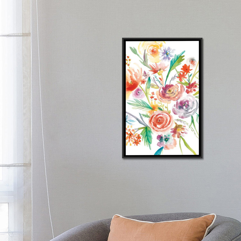 « float fleurs i », reproduction de peinture à l’aquarelle sur toile tendue, H 26 po x l 18 po x P 1,5 po, Pas de tapis