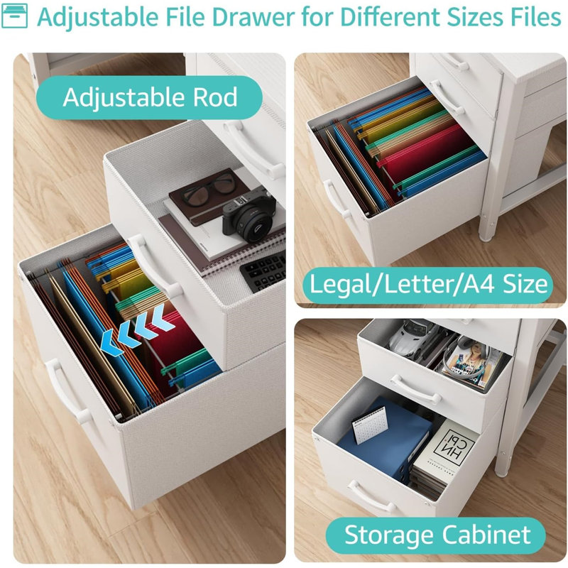 47 Inch Home Office Desks With Keyboard Tray, Computer Desk With File Drawers Cabinet