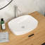 Lavabo blanc semi-encastré en céramique pour salle de bain de 20 po x 15 po, conception moderne, lavabo rectangulaire allongé, vasque de salle de bain à coins légèrement arrondis, matériau, nettoyage sans effort, ouverture de drain standard
