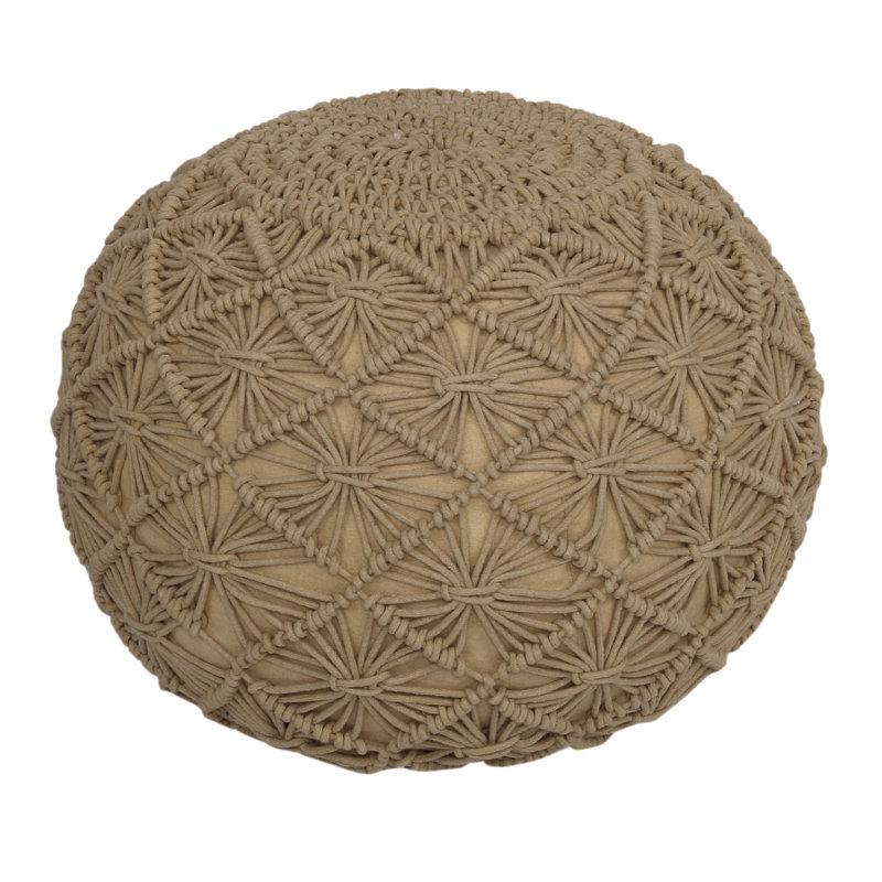 Cleek 50cm Wide Round Solid Colour Pouffe Ottoman, Tan