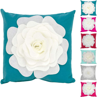 Housse de coussin décoratif en forme de grand rose en feutre Mint 17 po x 17 po