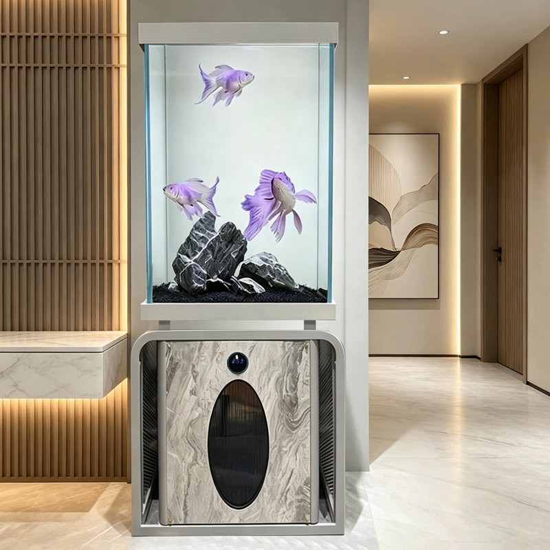 Aquarium carré en verre de luxe avec armoire inférieure, 50.79" H x 18.9" W x 15.75" D