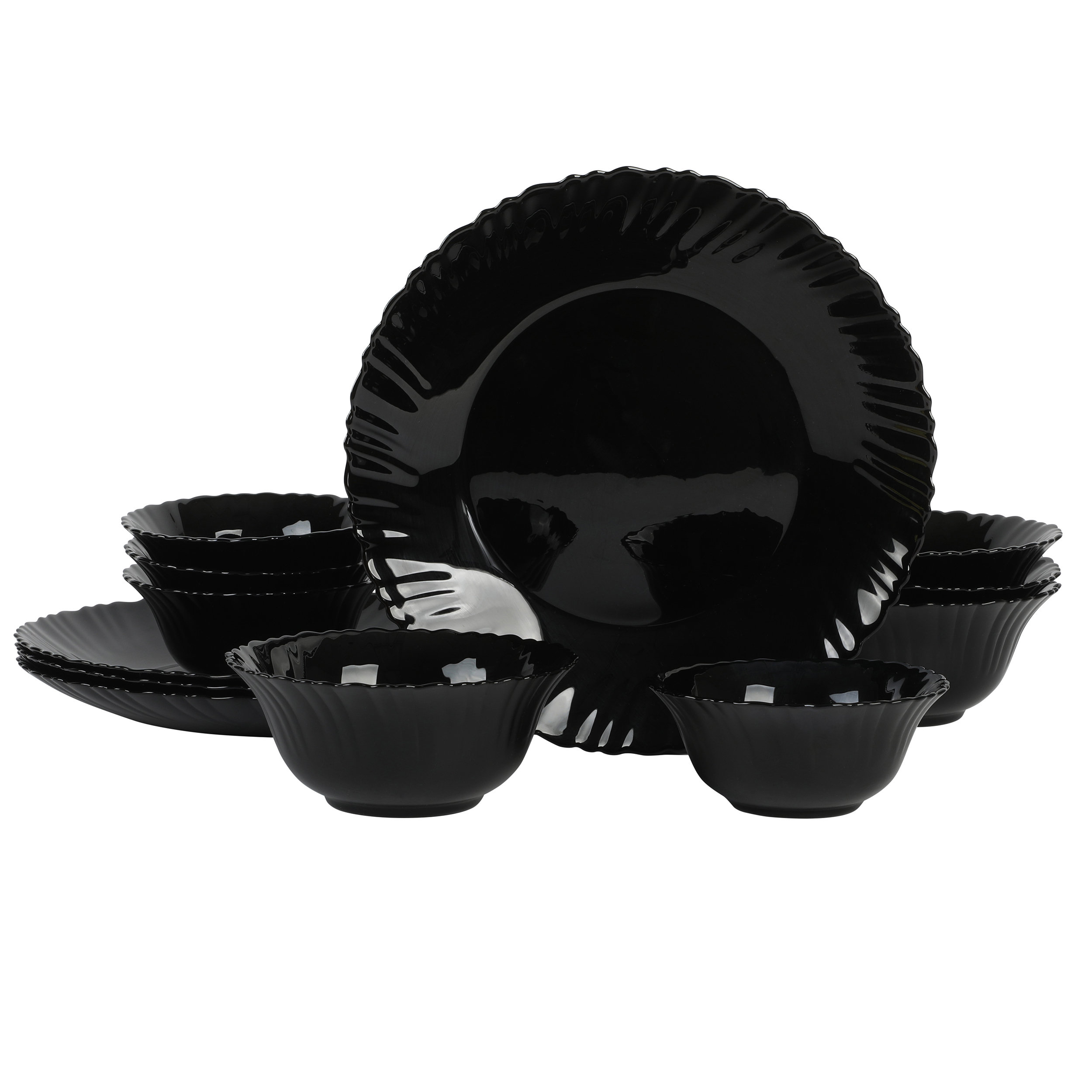 Gibson 12 Piece Glass Dinnerware Set in Black Wayfair Canada