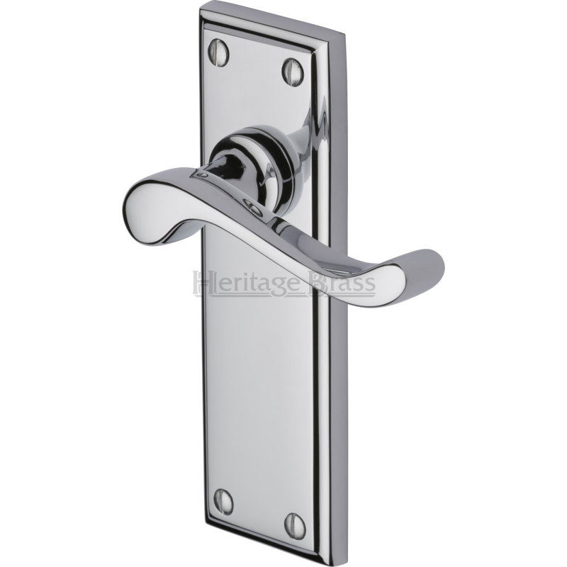 Heritage Brass Heritage Door Handle Lever Latch Edwardian Design, Polished Chrome