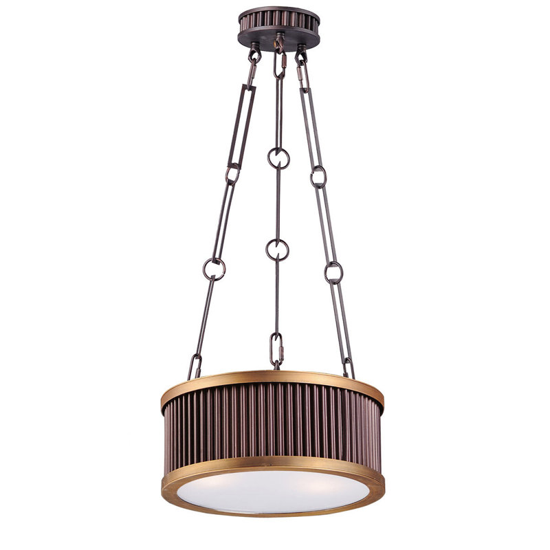 Lustre tambour 3 lumières Langton, Bronze huilé / laiton bruni