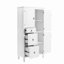 Armoire de rangement multifonctionnelle rétro avec tablettes réglables, 3 tiroirs et 3 compartiments fermés - Organisateur élégant et polyvalent pour le salon, la cuisine ou le bureau, blanc