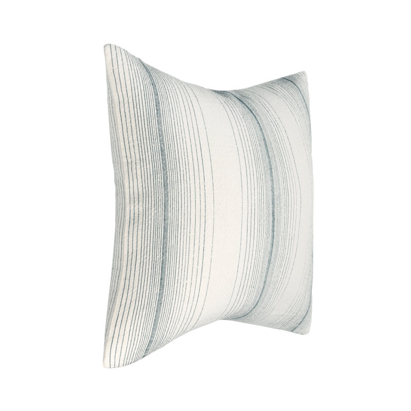 Theta 26" Linen Blend Throw Pillow, Blue, Capri Blue