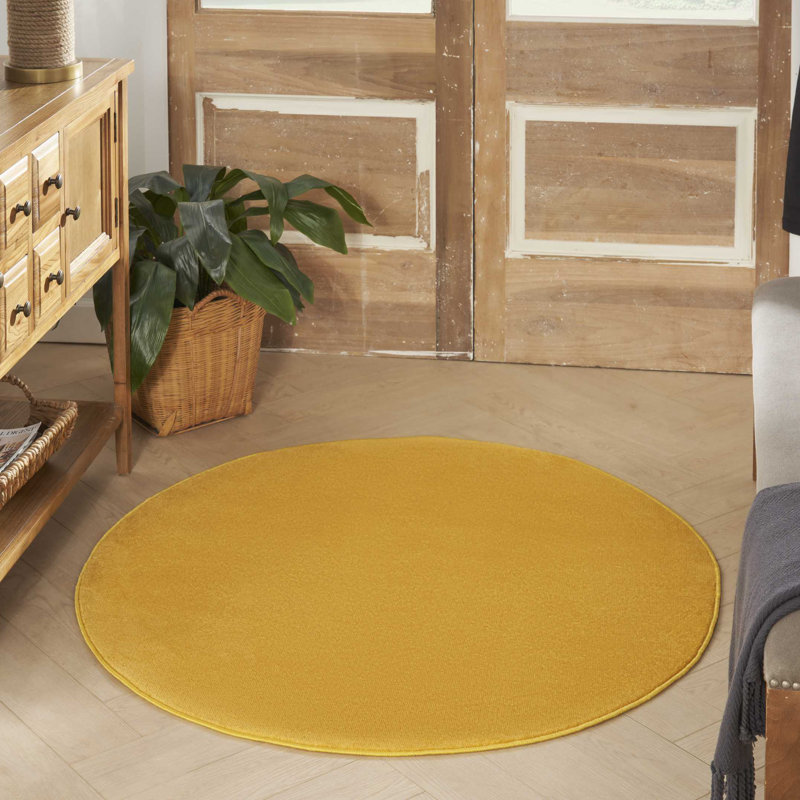 Tapis jaune uni Mullican Sandy, Rond 4 pi