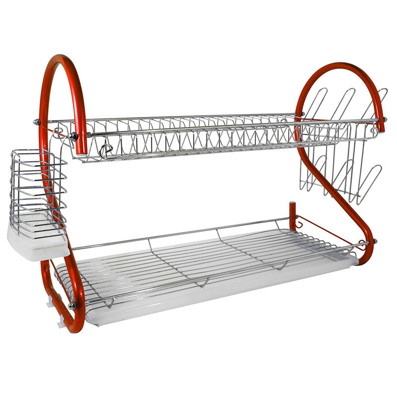 Stainless Steel Dish Rack, Red