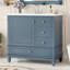 Meuble-lavabo 36 po avec lavabo en céramique, base en bois aggloméré et bois massif, 3 tiroirs et armoire avec tablettes-121099786