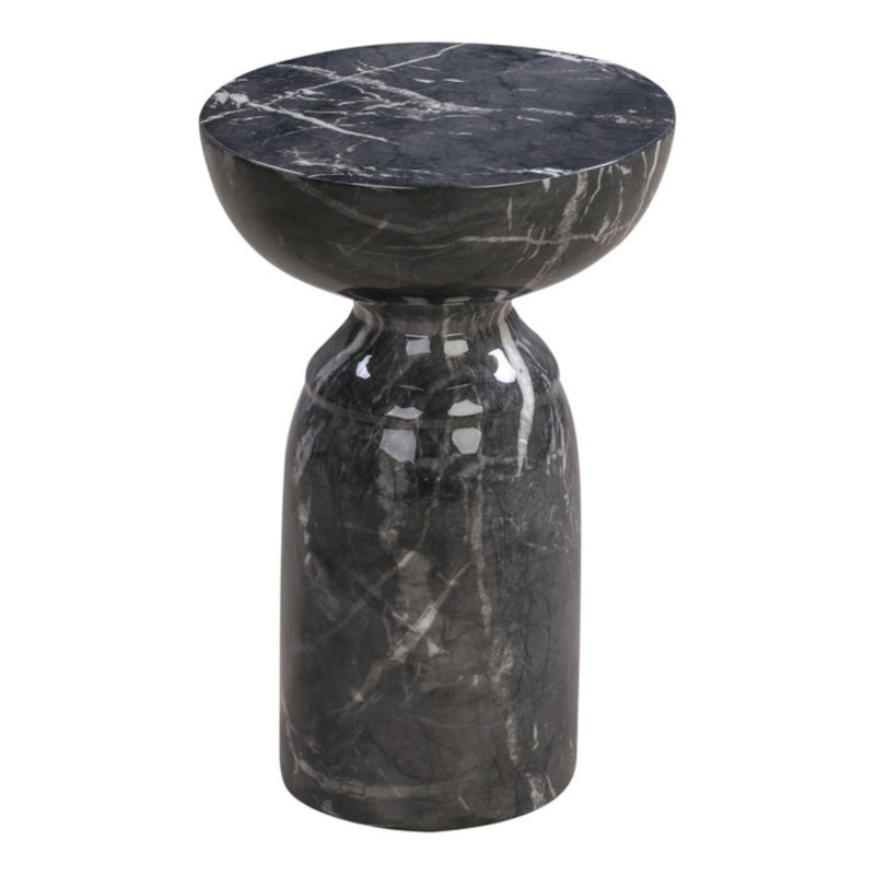 Macey Concrete Pedestal End Table, Marbre noir