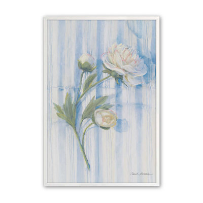«Peony On Blue Stripe» par Carol Rowan, reproduction d'art sur toile