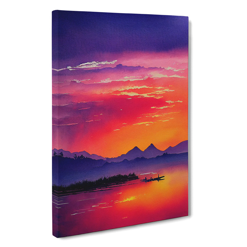 Sunset Over Mountains No.4 - Wrapped Canvas, 50cm H x 35cm W x 3cm D